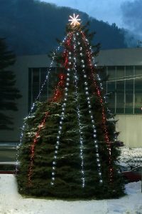 Vianočný stromček v Podbrezovej objektívom I. Kardhordovej