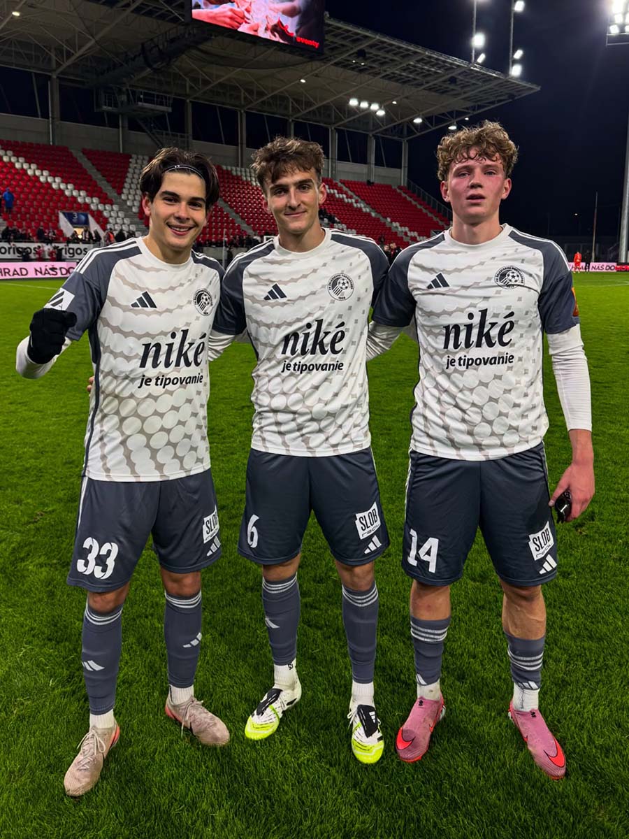 V Trenčíne debutovali v Niké lige hneď traja naši hráči. Zľava: Michal Duraj, Adrián Petic a Maksym Khiminets. Foto: FK ŽP